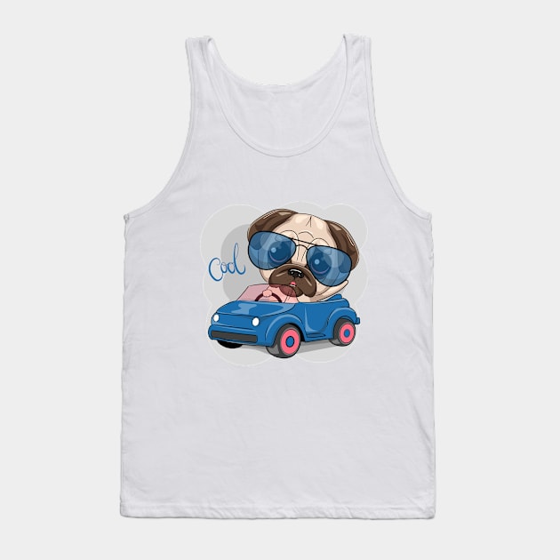 cool pug dog riding a car Tank Top by sharukhdesign